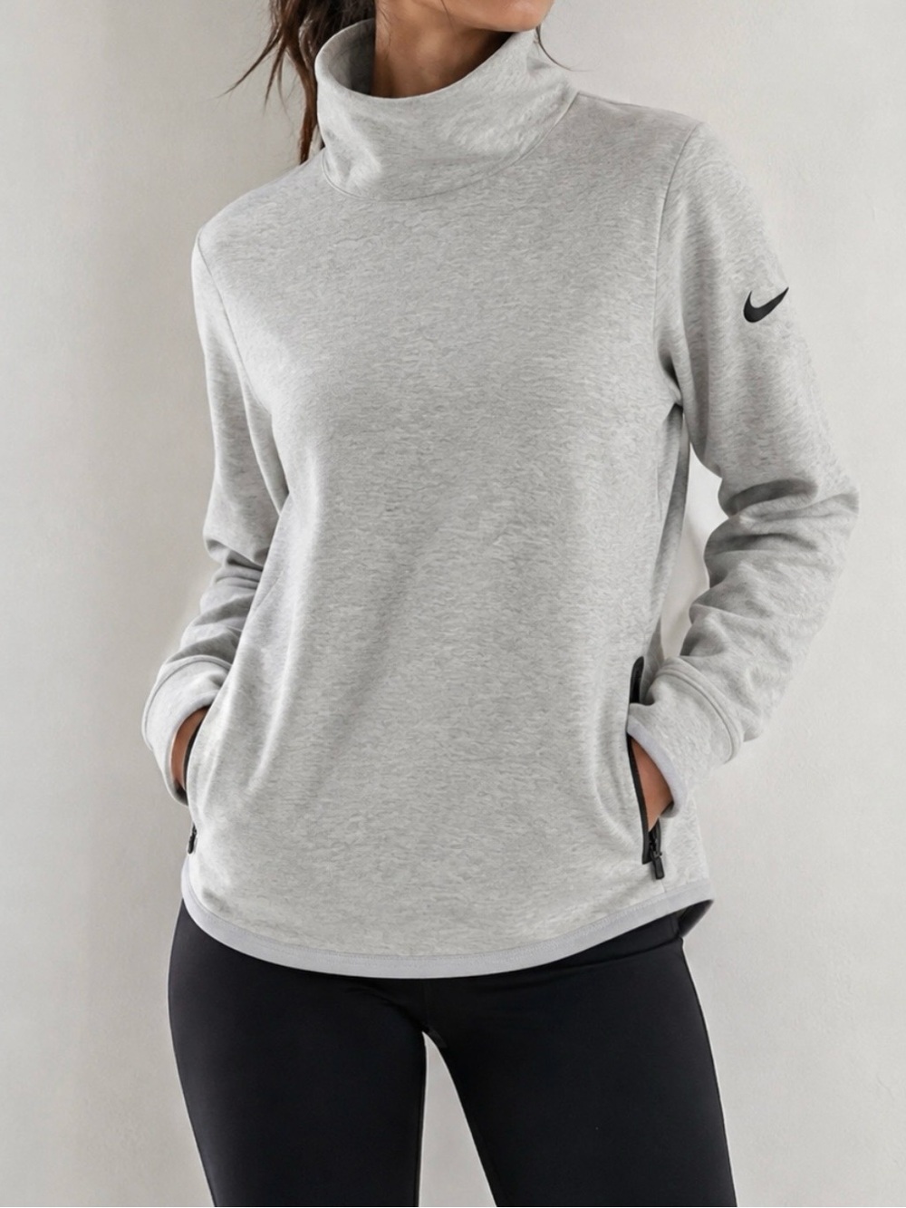 Nike Light Gray Women's Funnel Neck Pullover Hoodie